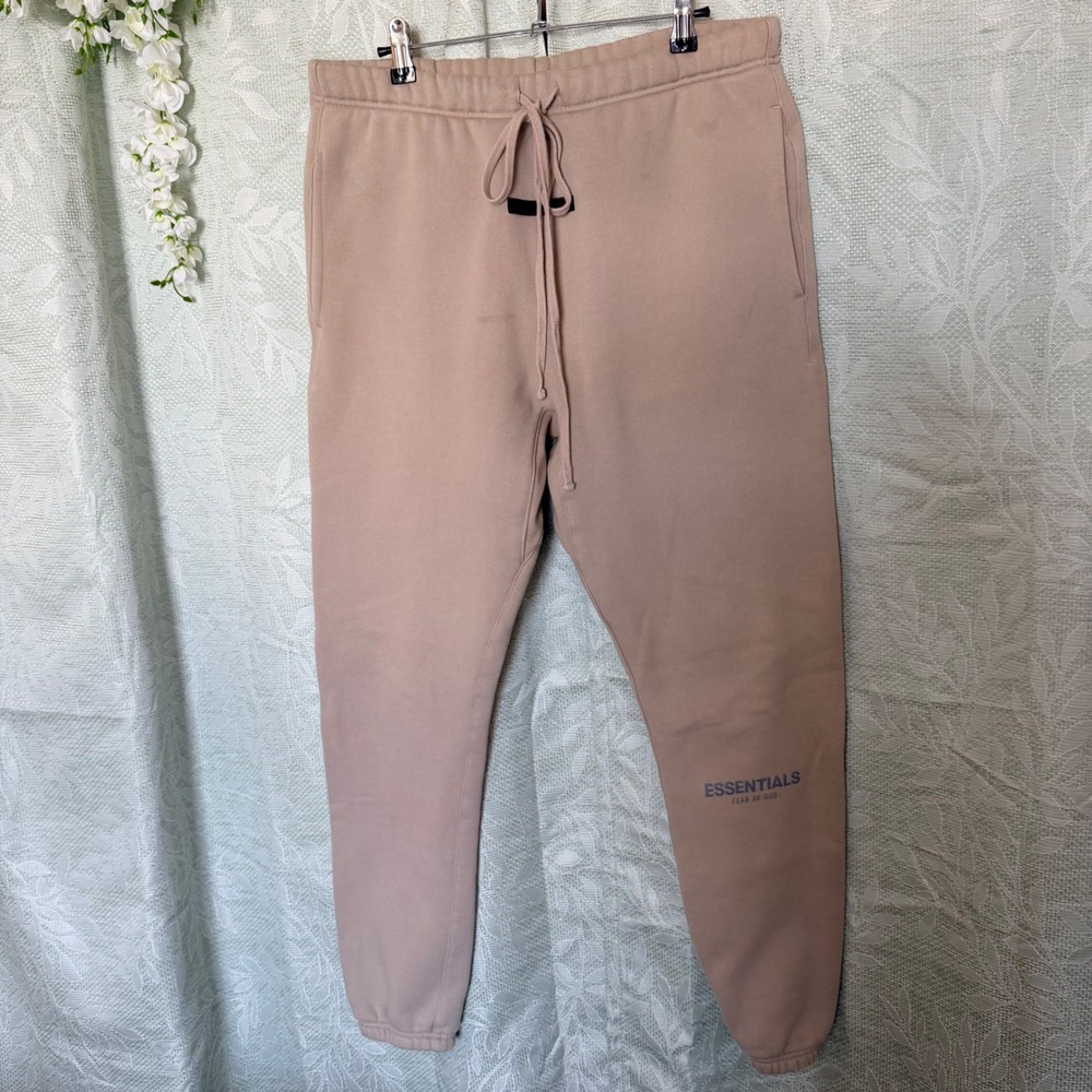 Fear of God Essentials Tan Fleece Jogger Sweatpants Womens Medium FOG Logo